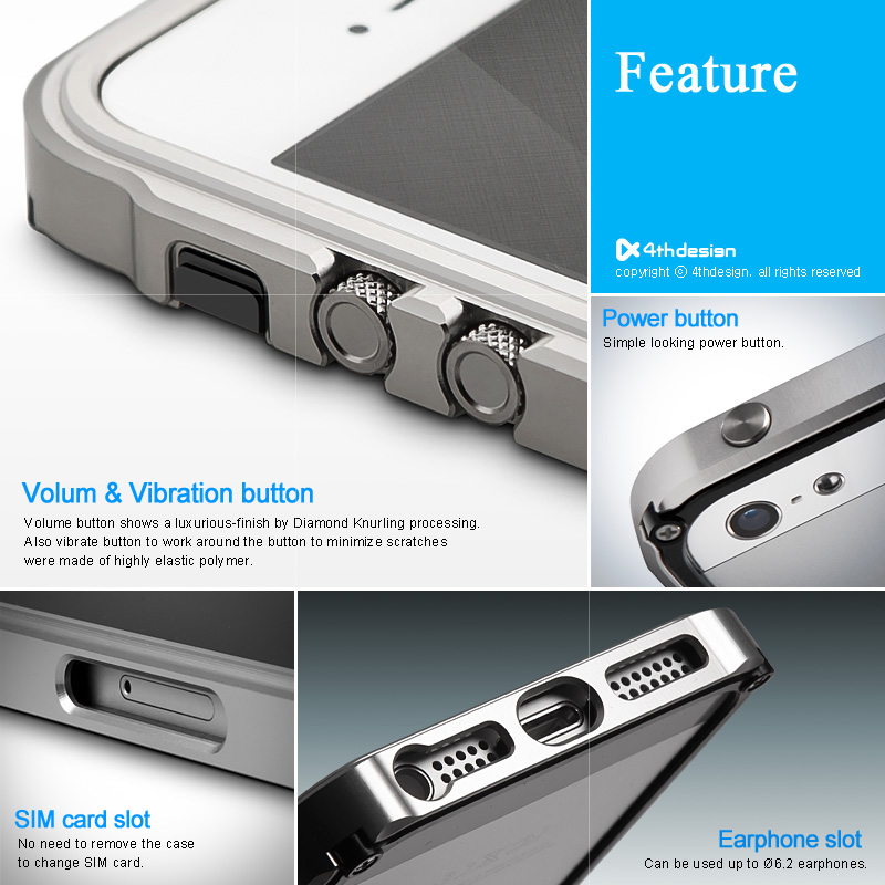 Blade 5 Case Silver for Apple iPhone & 5S [TC22407] : 4thDesign, - Mobile Accessories -