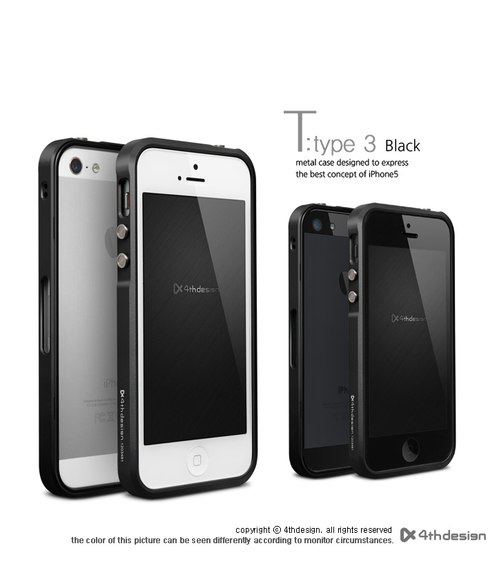 T-type3 Aluminum Case Black for Apple iPhone 5 & 5S - Click Image to Close
