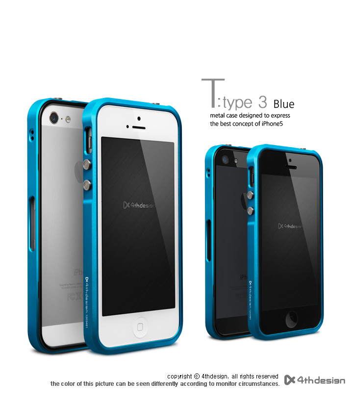 T-type3 Aluminum Case Blue for Apple iPhone 5 & 5S - Click Image to Close