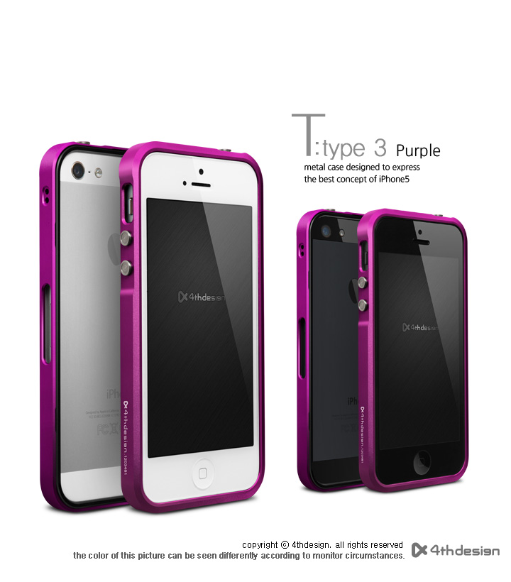 T-type3 Aluminum Case Purple for Apple iPhone 5 & 5S - Click Image to Close